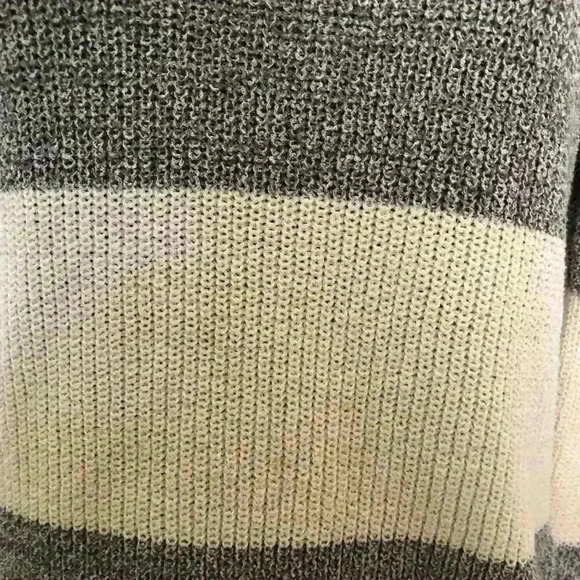 Pink Rose Cream Beige Gray striped sweater Large - Picture 4 of 8